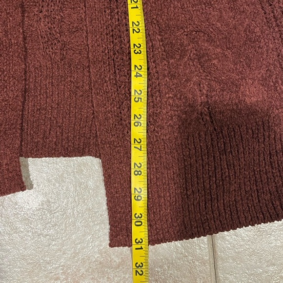 New! Pink Rose Cable Knit Cider Rust Cardigan Size Large - Picture 7 of 7